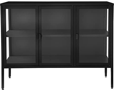 osoltus Cube Vitrine Sideboard Glasschrank Stahl schwarz Industrial 100cm (100 x 80cm)