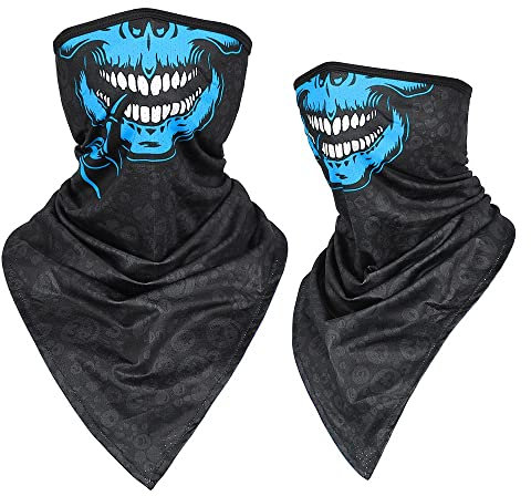 ZLYJ 2 Pcs Moto Crâne Masque Demi Masque Cou Chapeaux en Plein Air Ski Crâne Parti Masques Sport Halloween Masque pour Motocyclisme D