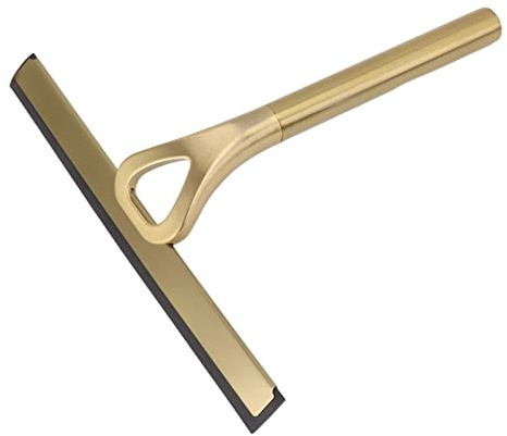 Gavigain Shower Squeegee Stainless Steel Wide Glass Squeegee Shower with Hook, No Drilling, for Shower, Bathroom Gold