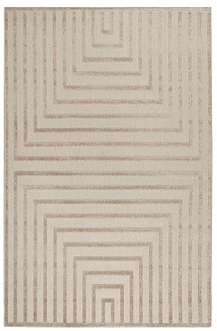 Wecon Home In-& Outdoor Teppich von Esprit wetterfest und farbecht mit Hoch-Tief-Effekt für Balkon, Terrasse, Garten, Küche, Flur, Wohnmobil und Camping – Carolina (200 x 290 cm, Creme beige)