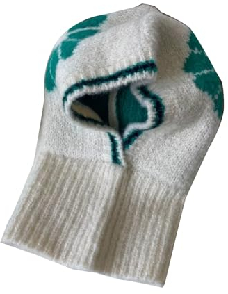 BELOWSYALER Gestrickte Schal-Mütze, weiche warme Beanie-Mütze, gehäkelte Blumen-Kapuzenschal-Mütze zum Skifahren, Wandern, universelle Winddichte Damen-Schalmütze mit Ohrenklappe