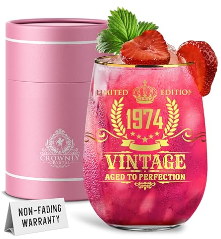 CROWNLY CRYSTAL® 1974 Copas Gin Tonic 510 Cumpleaños Tazas Personalizadas Ideas Para Regalar A Mujer Regalos 51 Cumpleaños Mujer Regalos Originales Para Mujer 51 Años Regalos Personalizados