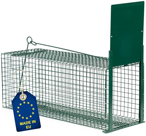 ITA Lebendfalle 5051 60x23x23 cm - Wetterfeste & Zuverlässige Falle für Kleintiere wie Ratten und Eichhörnchen - Rattenfalle Marderfalle - Fertig Montiert, Bissschutz, Tragegriff