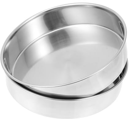 HOMSFOU 2 Piezas De Acero Inoxidable Bandeja De Molde Para Pastel Circular Sartén Para Verduras Tarta De Queso Platos De Acero Inoxidable Hornear Pan Cena Espesar Placa