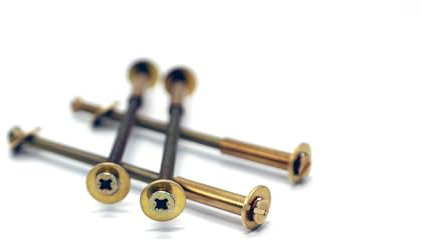 FixitFlo 4 Stück M3 Schrauben mit Hülsen Messing Finish zur Sicherung von Türgriffen mit Messing Unterlegscheiben