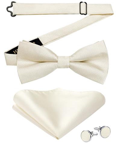 HISDERN Herren Paisley Fliege und Einstecktuch mit Manschettenknöpfe Set,Schleife mit Haken - Bereits Gfebunden，Verstellbare Fliege,Vorgebundene Fliege,für Hochzeit Sfeier Weihnachten Halloween