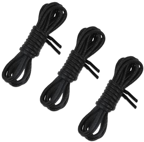 WLLHYF 6 cordones redondos encerados para zapatos, cuerdas finas de 3/32 pulgadas, cordones Oxford formales de negocios para hombres y mujeres, Black