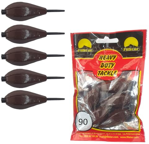 PRO FILSTAR Inline Grundblei Long Cast 5x90g - Blei Angeln - Angel Bleie Set - Grundangeln - Birnenblei Angeln - Blei Gewicht - Angelblei - Fishing Weights - Bleigewichte – Tropfenblei – Karpfenblei
