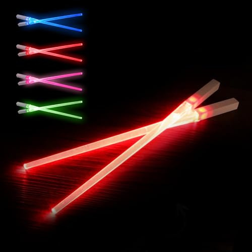 SithSticks® 2 Bacchette Luminose Rosse | Bacchette LED | Posate Lavabili e Riutilizzabili | Cucina Cinese e Giapponese | Idea Regalo 100% Divertente | OriginalCorner®