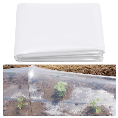 Heavy Duty Polythene Sheeting, 2M x 10M Thick Clear Plastic Sheet, Grarden Greenhouse Plastic Sheeting, Plastic Dust Waterproof Sheets Cover for Garden, Agriculture, Painting (125Mu / 500G)