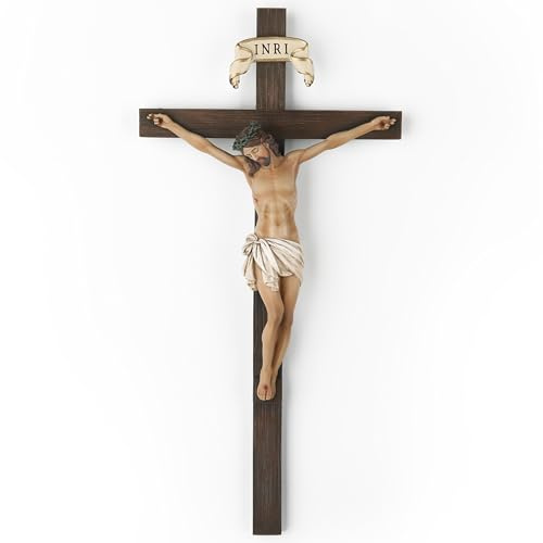 Cruz de pared con crucifijo católico BC, decoración de pared de Jesucristo para el altar del hogar, regalo religioso, escultura renacentista hecha a mano por Buildclassic (versión simplificada a todo