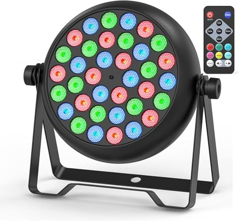 Rtktoup RGB LED Par Strahler, 36W LED Bühnenlicht mit Fernbedienung und 4 Steuermodi, Partylicht Beleuchtung für Weihnachten Halloween Disco Show Konzerte Party