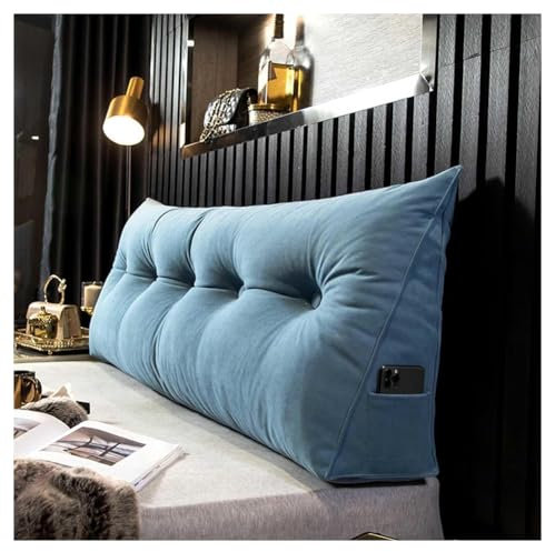 Mosnesrt Kissen Bett Rückenkissen, Waschbar Abnehmbar Kopfteil Lesekissen Lendenkissen, Sitzkissen, Wandkissen mit Seitentasche, Ideal zum Lesen, Fernsehen,Dark Gray,200x50x20CM