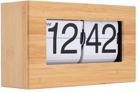 Fockety Auto-Flip-Uhr, Stilvolle Automatische Flip-Uhr, Wandmontage oder Desktop-Flip-Down-Uhr, Batteriebetriebene Digitale Schreibtisch-Tisch-Page-Down-Uhr für Home-Office-Dekoration