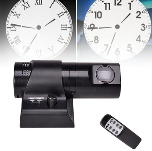 Hydravex Projektor-Wecker mit Fernbedienung und Drehknopffokus, analoge LED-Projektionsuhr, Zifferblatt mit römischen und arabischen Ziffern umschaltbar, 180-Grad-Drehung,Black