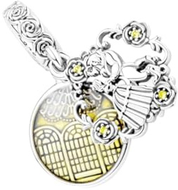 Lkwidi Femme CharmDanse de la beauté et de la bête Argent Sterling 925 Pendentif avec Zircon Cubique pour Bracelet