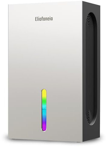 Eliofaneia Deumidificatore Casa 2400ML a quad core motor,Ultra Silenzioso Deumidificatore Elettrico Portatile per Eliminare L'umidità,Sbrinamento Automatico,Luce Colorata,Adatto Camera Cucina Armadio