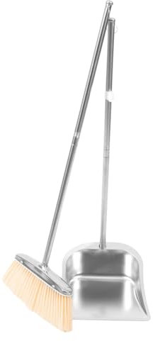 Cabilock 1juego Escoba y Recogedor De Inoxidable Herramientas De Limpieza Para Hogar Diseño Ergonómico Uso Interior y Exterior Para Cocinas y Garajes