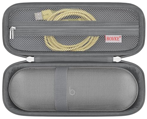 BOVKE Custodia da Trasporto per Beats Pill - Altoparlante Bluetooth portatile, Nuova Borsa Porta Altoparlanti Wireless Beats Pill con Tasca Extra in Rete per Cavi di Ricarica, Accessori, Grigio
