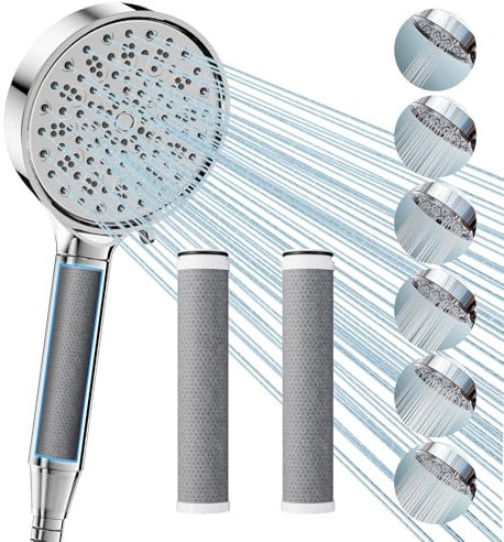 Cobbe Hard Water Filter Shower Head and Hose with 3 Pack 2.0 Carbon Shower Filter, Water Softener Showerhead, 6 Mode High Pressure Shower Heads for 99% of Chlorine Remove