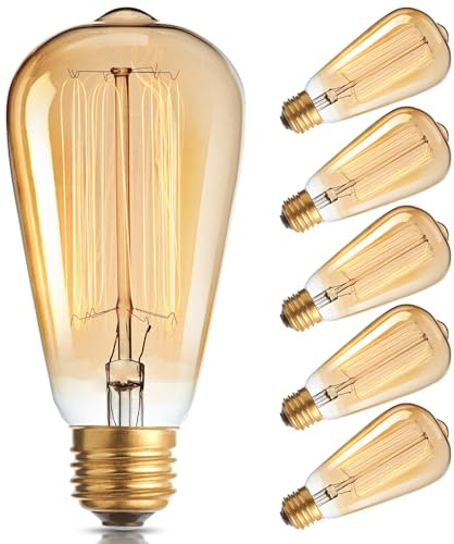 Nottac ST64 Vintage Light Bulbs E27 Vintage Edison Light Bulb, Dimmable Retro Style Decorative Filament Bulb Squirrel Cage, ST64 60W Warm Whtie 2700K, Pack of 6