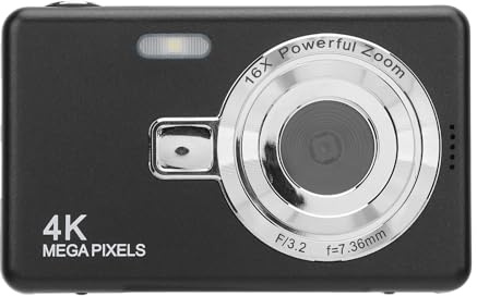 4K Digitalkamera, 50MP 16x Digital Zoom Compact Videokamera, 800mAh Wiederaufladbare Vlogging -Videokamera mit Fülllicht, 2,4 -Zoll -IPS -HD -Bildschirm für Anfänger (Keine