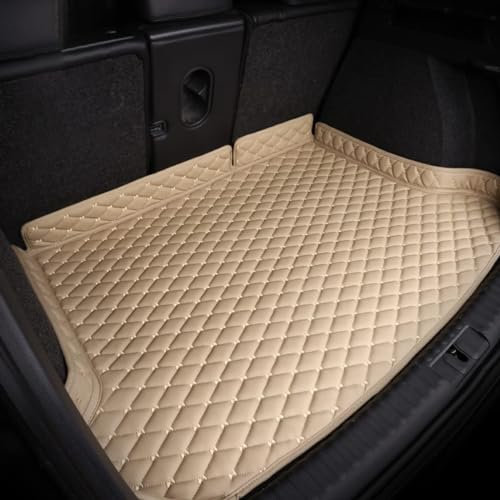 FUWUDI Auto Kofferraumwanne Kofferraummatte für VW T-ROC Cabriolet 1 (I) AC7 I 2019-2023 2024 2025, Ledermaterial Kofferraum Schutzmatte Antirutschmatte Innenzubehör,Beige