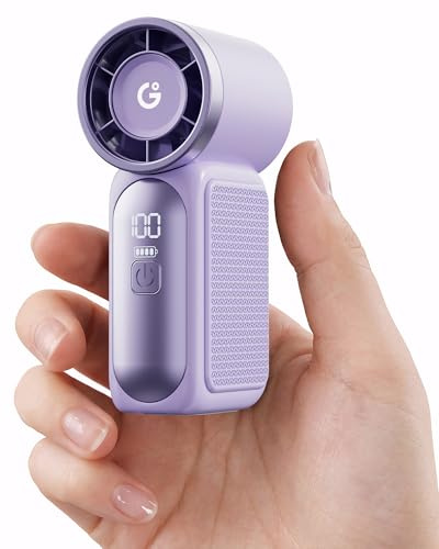 Gaiatop Portable Handheld Mini Fan, 6 Speeds 16900 RPM High Velocity Personal Fan with LED Display, USB Rechargeable, Mini Fan with Lanyard for Makeup, Travel, Outdoor, for Women Girl Gift, Purple