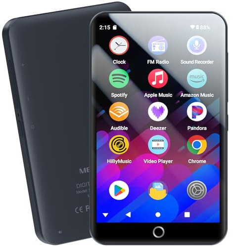 MECHEN MP3 Player Spotify mit WiFi Bluetooth, 4 Zoll Touchscreen, Android 13 MP4 Player, Audible Compatible, FM Radio, Amazon Music, Deezer, Pandora, Play Store (96 GB)