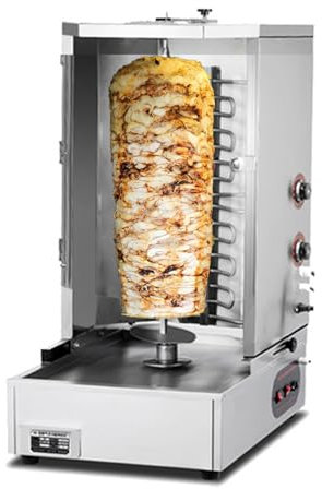 BONXRDUN® Gewerblicher Dönergrill - Elektrischer Grill 5200W Edelstahlheizröhren 50-300℃, 88cm Höhe, Leistungsregler (ohne Stecker) mit Ölauffangwanne