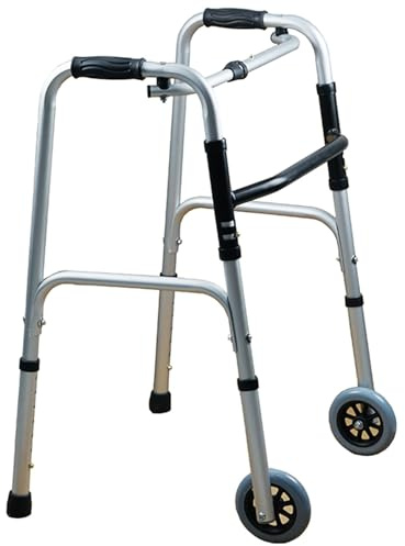 Gr8 Home Folding Lightweight Aluminium Walking Frame Walker Zimmer with Wheels Adjustable Height Foldable Elderly Aid