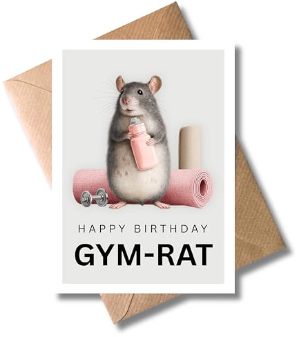 WBdesignz Karte mit Umschlag – Humorvolle Fitnesskarten zum Geburtstag – Lustige Gym-Karten für Sportfans – Workout Queen/Gym Rat (DIN A6)
