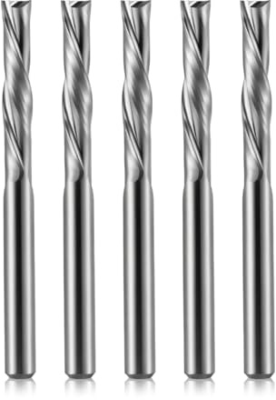 1/8 Inch Shank Downcut Spiral Router Bit 1/8 Inch Cutting Diameter 17mm Cutting Length CNC Router Bits End Mill for Woodwork,5 Pack