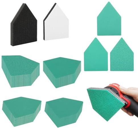83Pcs 3.54 x 2.56 Detail Sanding Paper in 7 Grits and 2 Pads Fits M12 Fuel Sander-60,120,180,240 Grit (20 of Each) 80,100,150 Grit Heavy Duty Hook & Loop Cloth Sandpaper for Detail Sander-FMS82