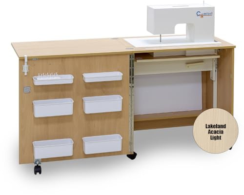 Comfort 1 mueble para máquina de coser y overlock, mueble de costura, mesa de costura, gabinete de costura (Lakeland Acacia Light, M)