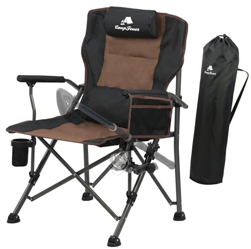CampFeuer Chaise de pêche pliable Marron/noir - Chaise de camping pliable - Chaise de voyage pour l'extérieur, le camping, la tente, la pêche - Chaise de pêche pliable