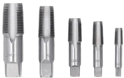 5-teiliges NPT-Rohrgewindebohrer-Set (Größen: 3/4, 1/2, 3/8, 1/4, 1/8) aus Kohlenstoffstahl for präzises Gewindeschneiden an Sanitär- und Rohrleitungen