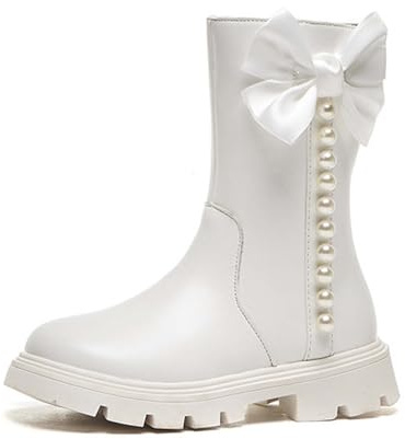 Generisch Schleife Bottes d'hiver pour fille avec bottes à enfiler, bottines chaudes pour l'hiver, chaussures de randonnée, chaussures d'extérieur pour Dirndl, couleur unie, chaussures western, O