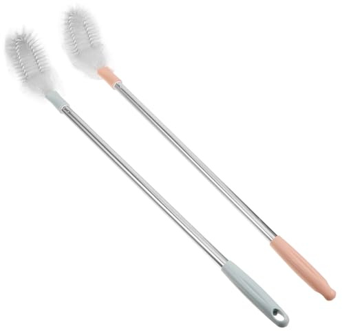 VILLCASE 2pcs Long Handle Jug Brush for Water Bottles and Buckets | Plastic Nylon Metal Build, Portable Simple Design, Reusable for Home and Office Use Random Color