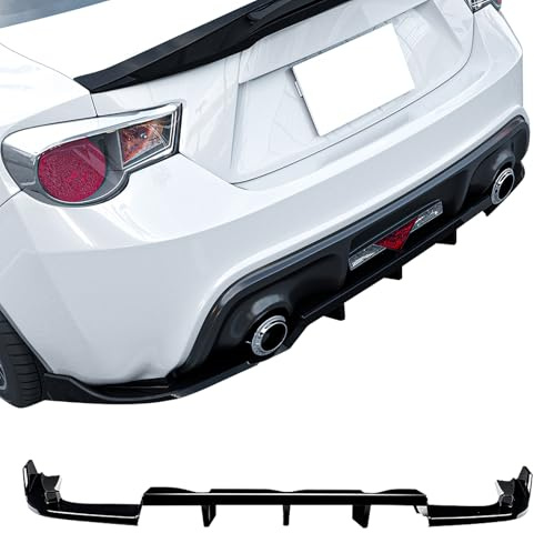 IKON MOTORSPORTS Rear Diffuser, Compatible with 2013-2016 Scion FR-S/Toyota 86 & 2013-2020 Subaru BRZ, IKON Style Gloss Black PP Shark Fin Rear Bumper Valance Spoiler, Air Dam Chin Splitter 3PCS