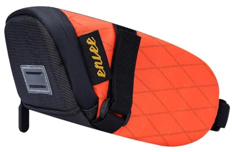 QUXVUIS Reflektierende Fahrradsatteltasche, tragbar, kompakt und leicht, mit Stauraum unter dem Sattel, geeignet für Mountainbikes und Rennräder, Orange, 17 x 10.7 x 8 cm