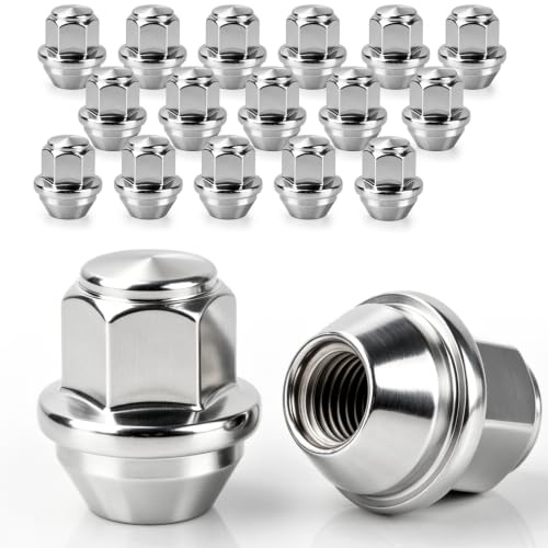 qjuwhua 16 Stück M12x1,5 Radmuttern SW19 Lug Nuts 60° Kegelbund Geschlossen | Chrom Radmutter Silber Kegel Sitz Radmuttern für die Meisten Ford Focus Fiesta Escort Galaxy S-Max Mondeo Kuga Cougar C-Max