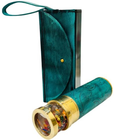 NOBLE METAL STORE Caleidoscopio artigianale in pelle vintage per adulti e bambini, realizzato a mano, in ottone, stile vintage, regalo decorativo per adulti e bambini