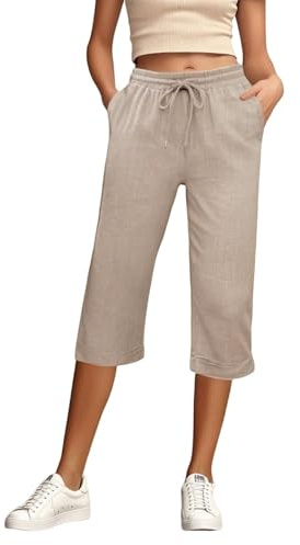 Pantalones de pierna ancha para mujer con color sólido para viajes, trabajo, playa, descanso, vacaciones y uso casual, atuendos diarios, estilo, detalle de longitud elegante para el día a día, beige