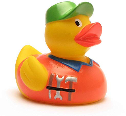 Duckshop I Badeente Hausmeister I Quietscheente I L: 7,5 cm I Quietscheentchen I Geschenk für Facility Manager I Präsent Sammler I Für Handwerker