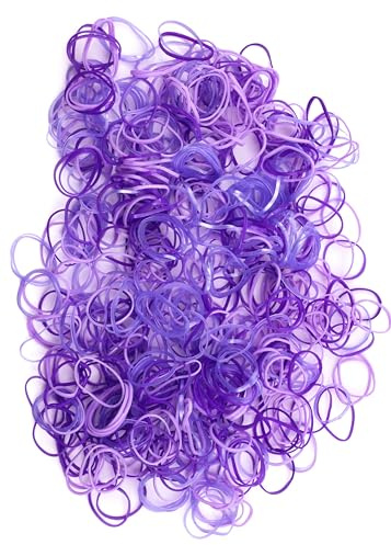 Mytoptrendz® Girls Soft Thin Small Mini Braiding Bands Elastics Pony Rubber Hairbands for Kids Braids (Purple mix-500 pcs)