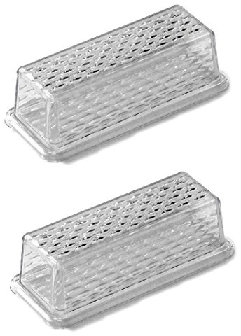 Chef Craft Clear Plastic Butter Dish with Crystalline Design Cover | 6.75 x 2.25 | 2-Pack, Silver