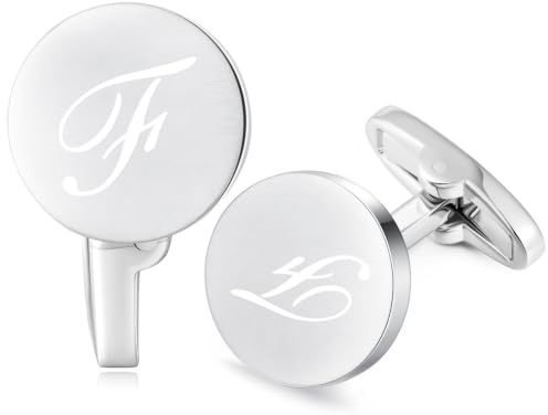 HONEY BEAR Briefe Initialen Buchstabe manschettenknöpfe Herren Edelstahl Hochzeit Cufflinks Manschettenknopf Gebürstetes Silber,MEHRWEG
