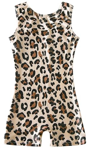uideazone Fashion Leopard Print Leotard for Girls 5t 6t Gymnastics One piece Ballet Dance Biketard Unitard Bodysuit Swimwear size 6