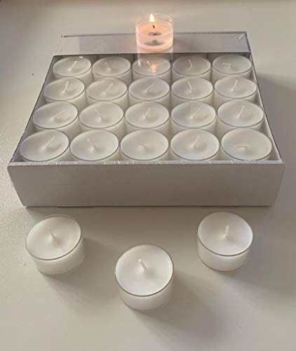 LogumKlosterLys Dänisch Nightlights, Teelichter in transparenter Kunststoffhülle, Dauerbrenner mit Einer Brenndauer 7+/-, ohne Duft, Pack à 50 Stück weiß
